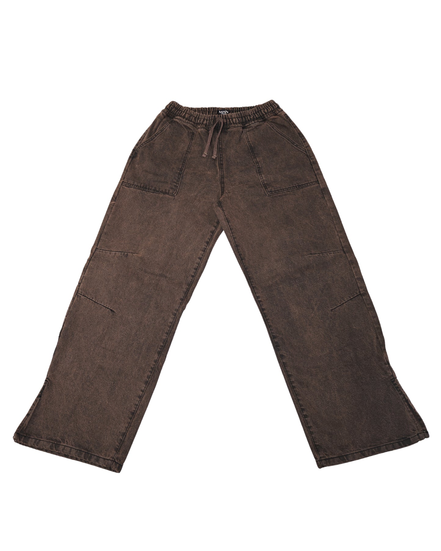 Elasticated Waist Wide Leg Embroidery Jean Pants