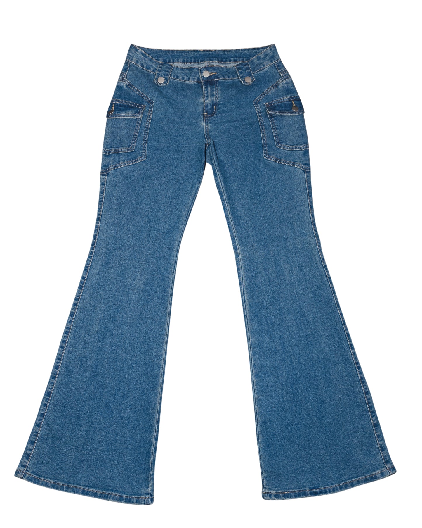 Flap Pocket Side Flare Leg Jeans