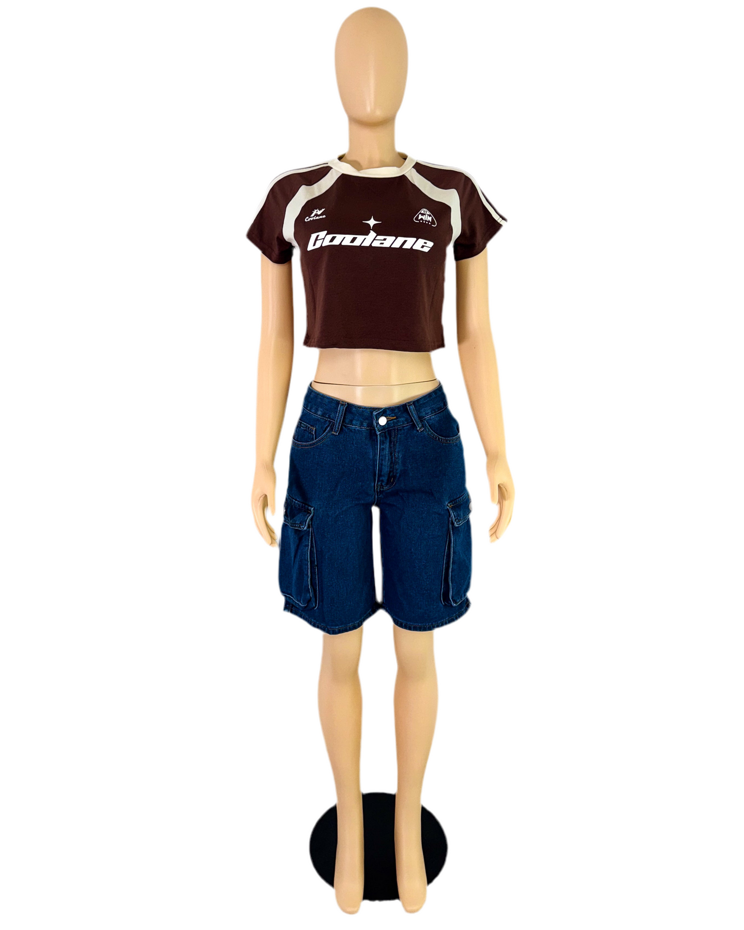 Print Stretchy Woven Tape Patchwork Color-Blocked Burgundy Loose Cropped Raglan Sleeve T-Shirt